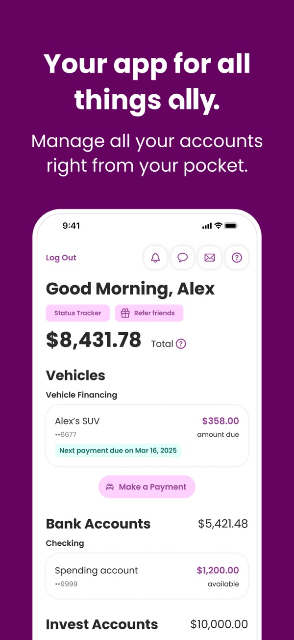 Ally iPhone screenshot 1