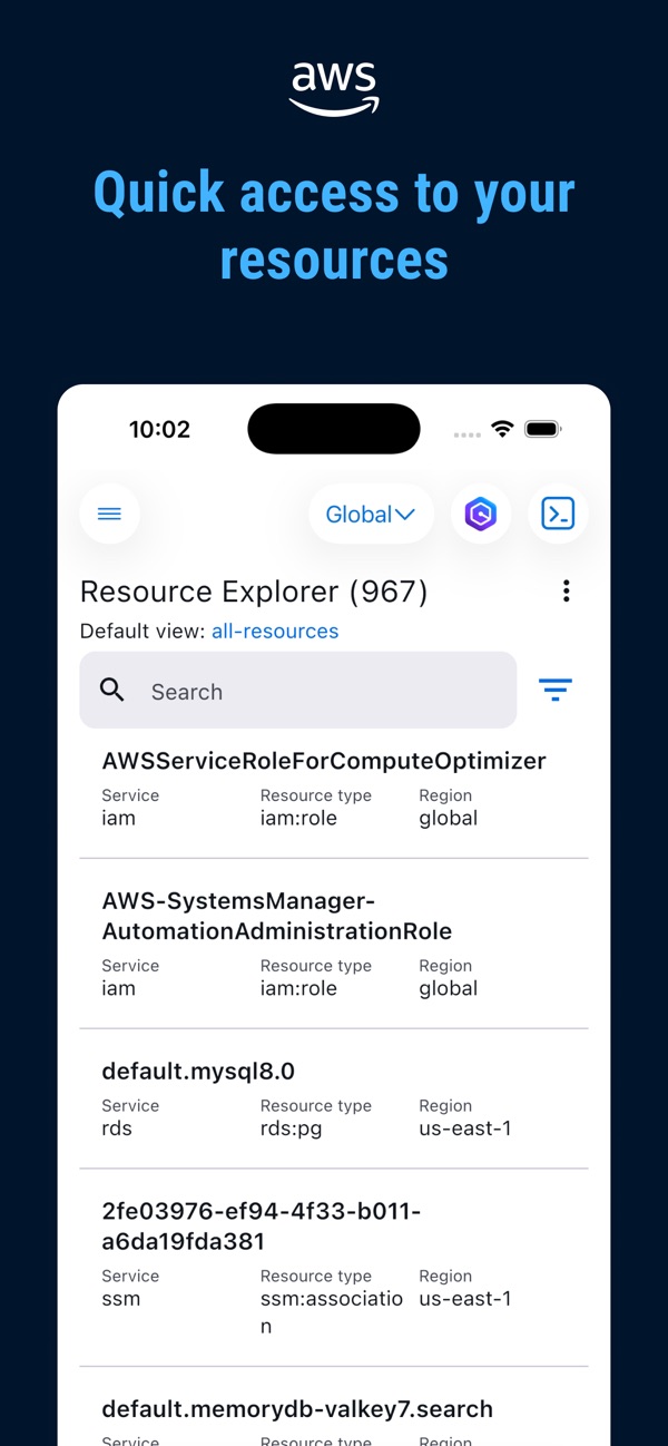 AWS Console iPhone screenshot 9
