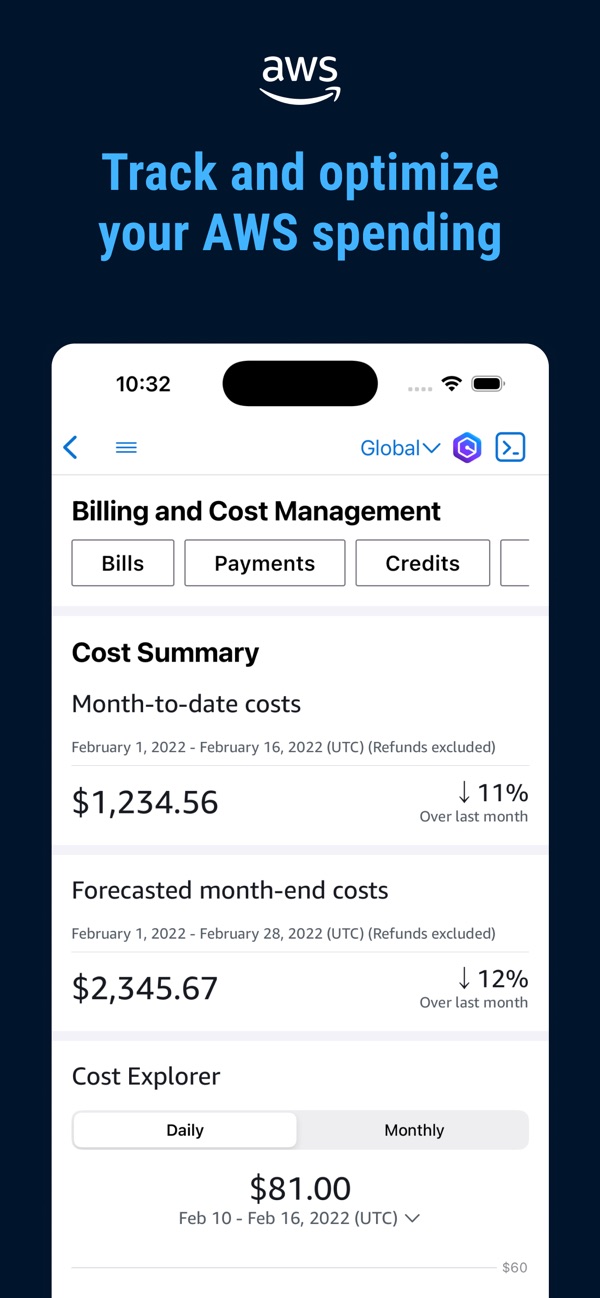 AWS Console iPhone screenshot 2