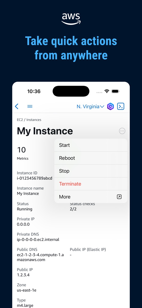 AWS Console iPhone screenshot 8