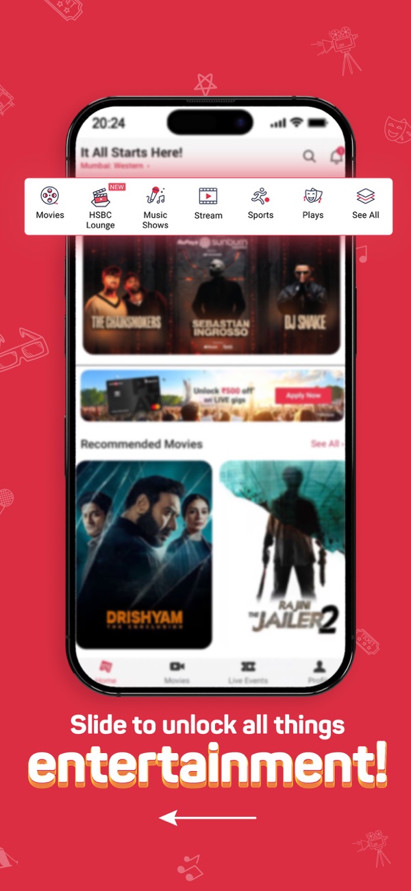 BookMyShow iPhone screenshot 1