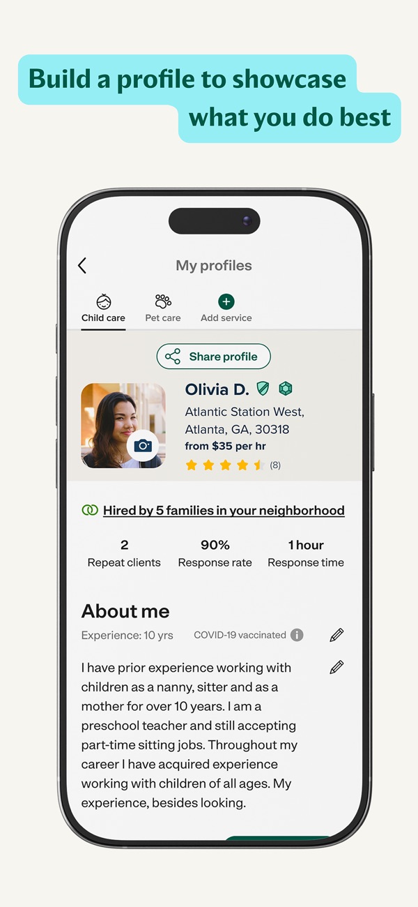 Care.com Caregiver iPhone screenshot 2