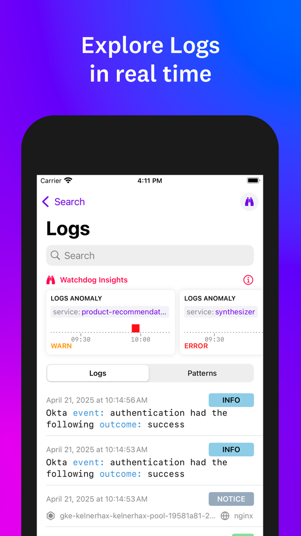 Datadog iPhone screenshot 1