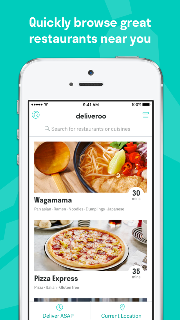 Deliveroo iPhone screenshot 1