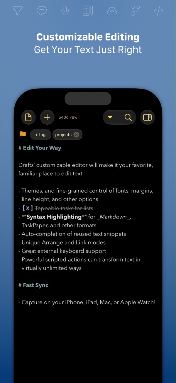 Drafts iPhone screenshot 2