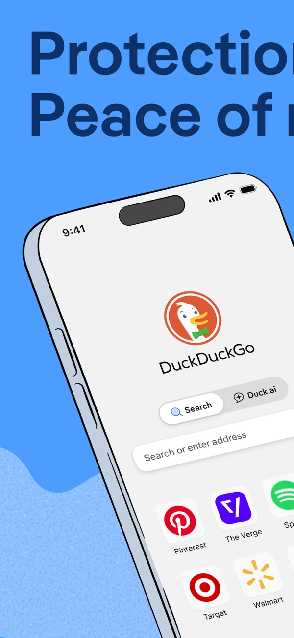 DuckDuckGo, optional Duck.ai iPhone screenshot 1