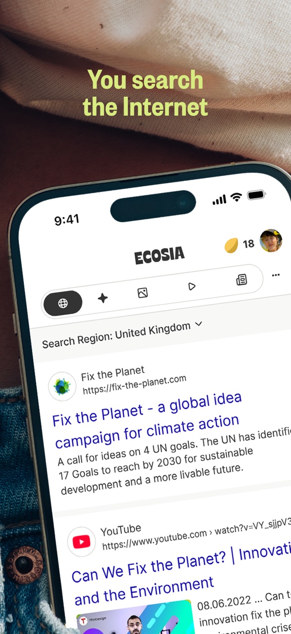 Ecosia iPhone screenshot 1