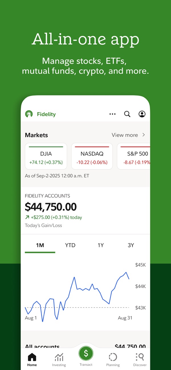 Fidelity Investments iPhone screenshot 1