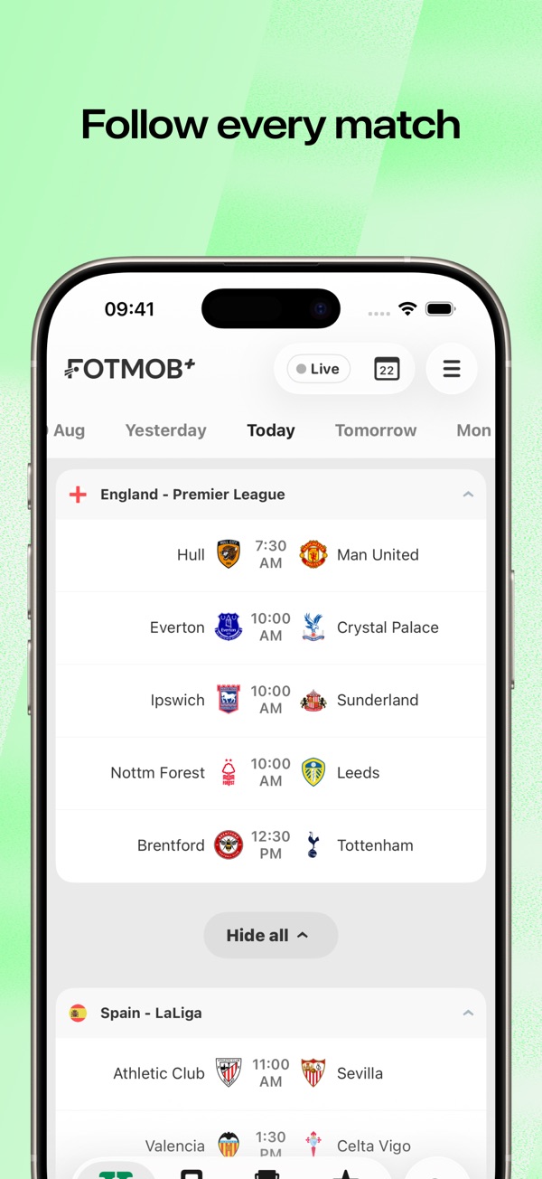 FotMob iPhone screenshot 1