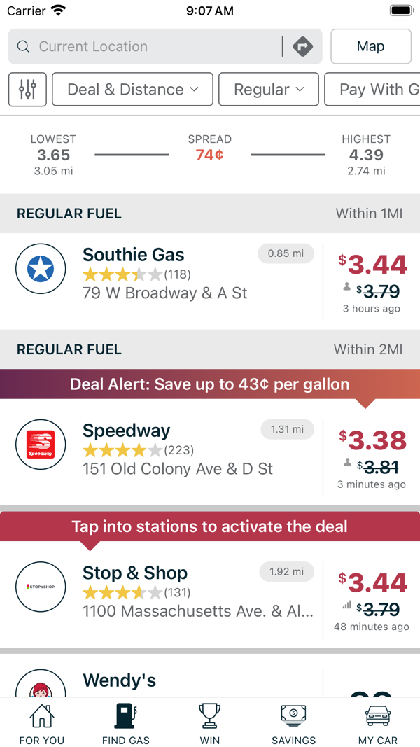 GasBuddy iPhone screenshot 2