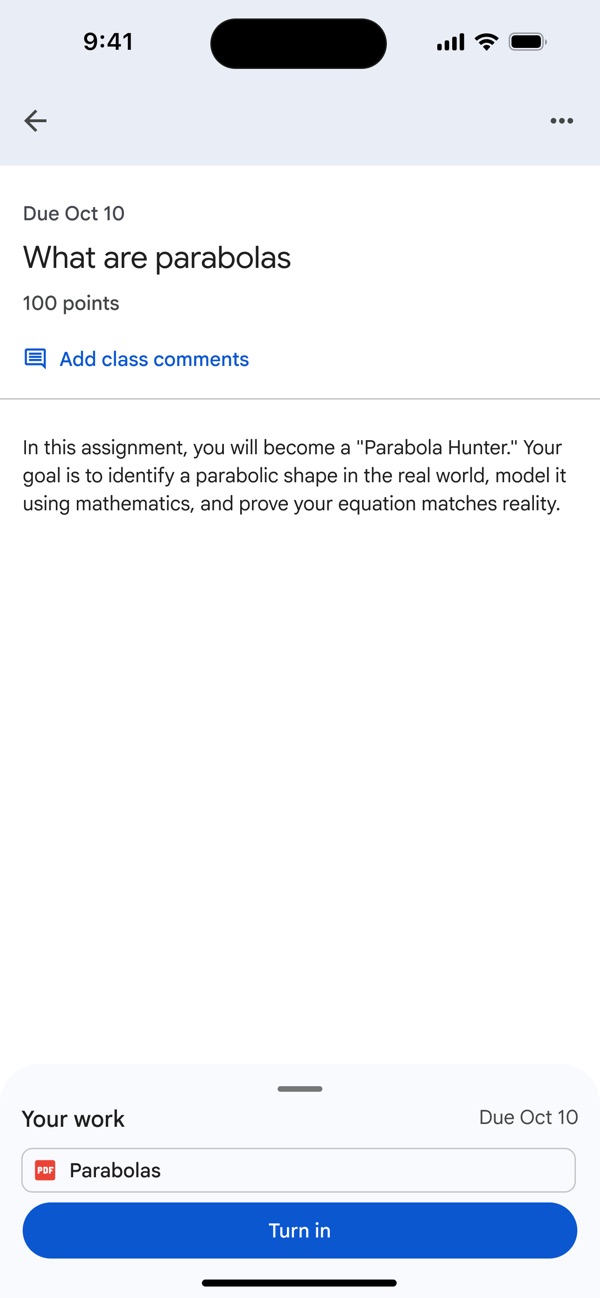 Google Classroom iPhone screenshot 7