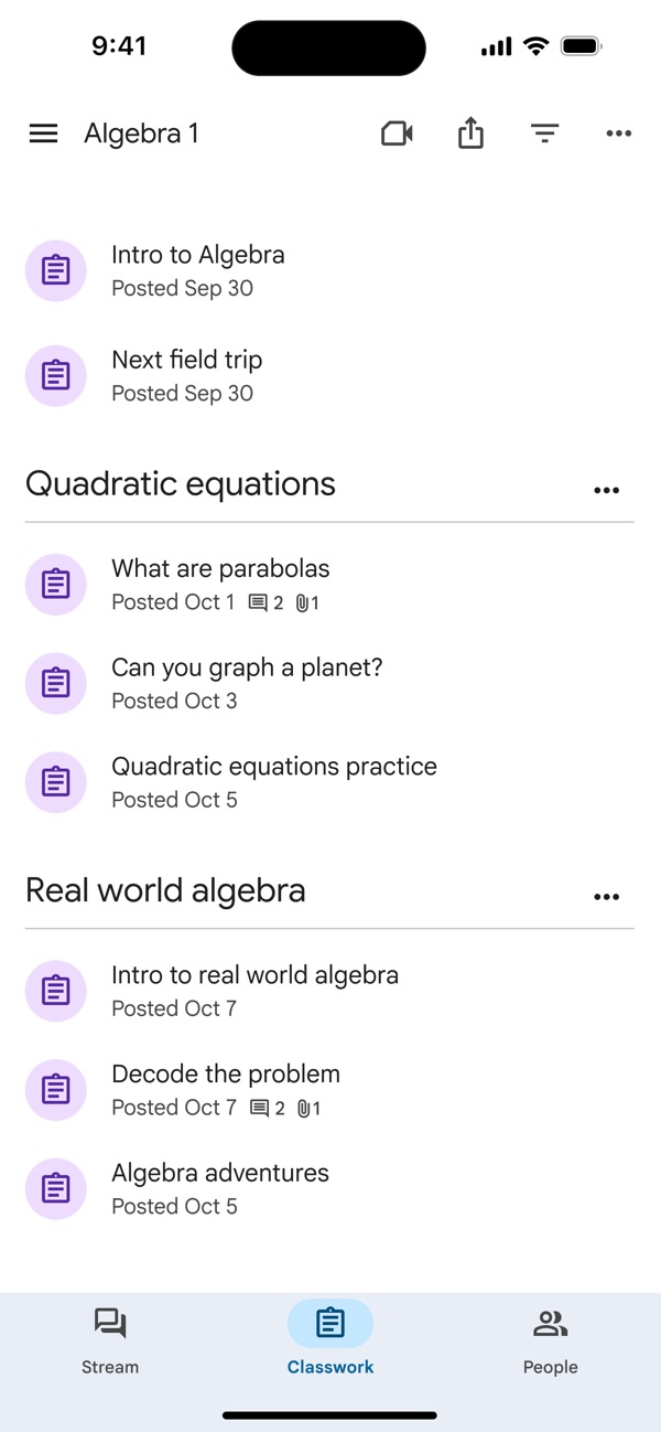 Google Classroom iPhone screenshot 3