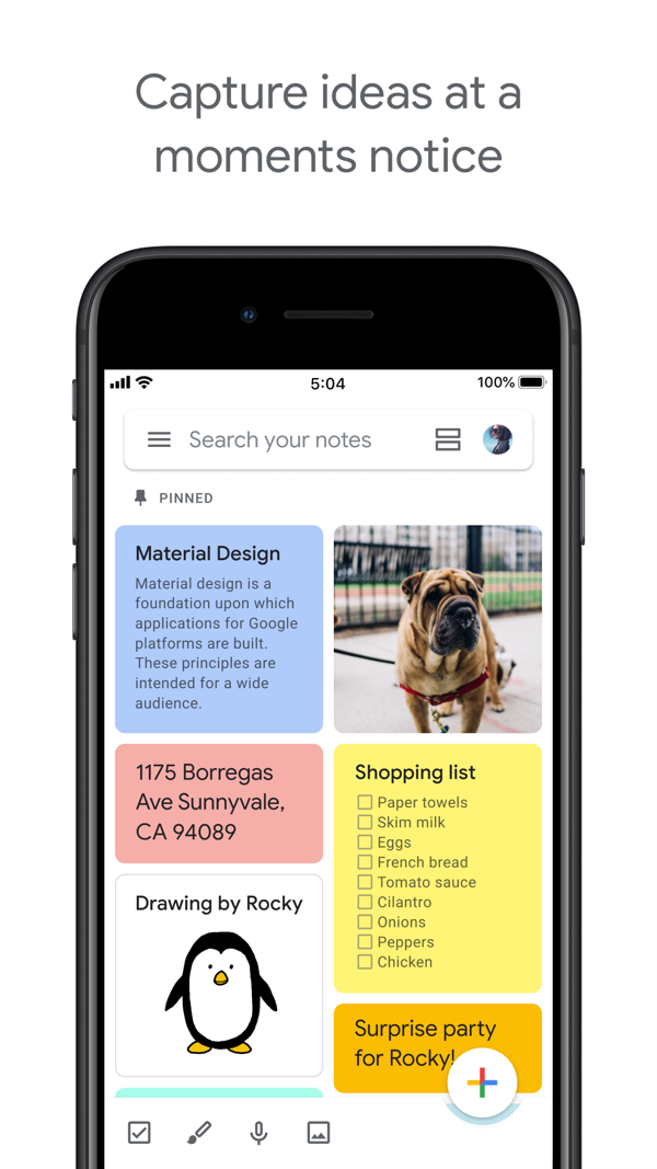 Google Keep iPhone screenshot 1