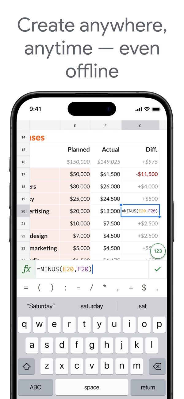 Google Sheets iPhone screenshot 2