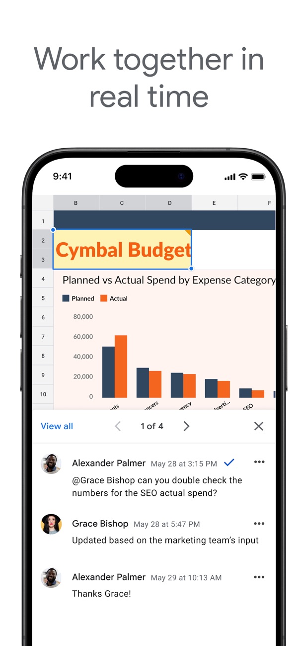 Google Sheets iPhone screenshot 1