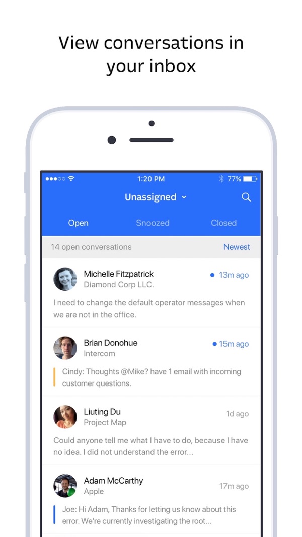 Intercom Conversations iPhone screenshot 1