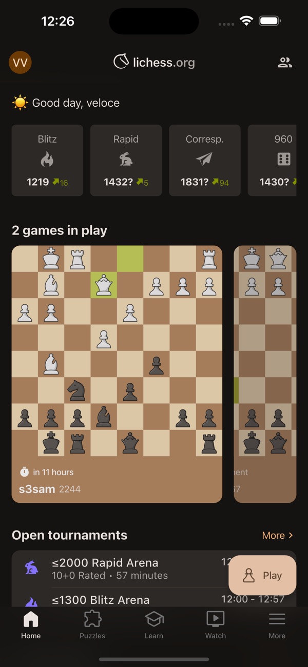 Lichess iPhone screenshot 1