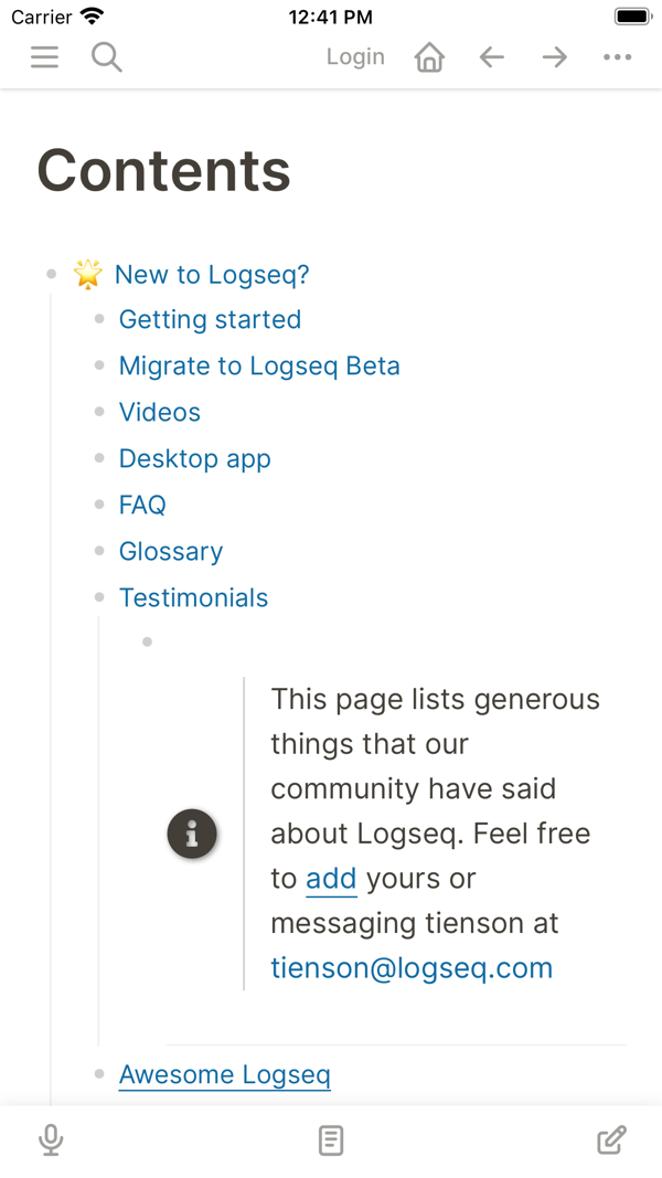 Logseq iPhone screenshot 2