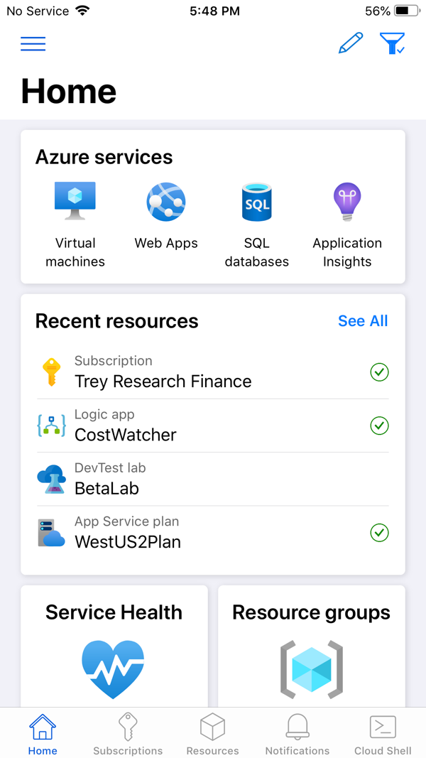 Microsoft Azure iPhone screenshot 1