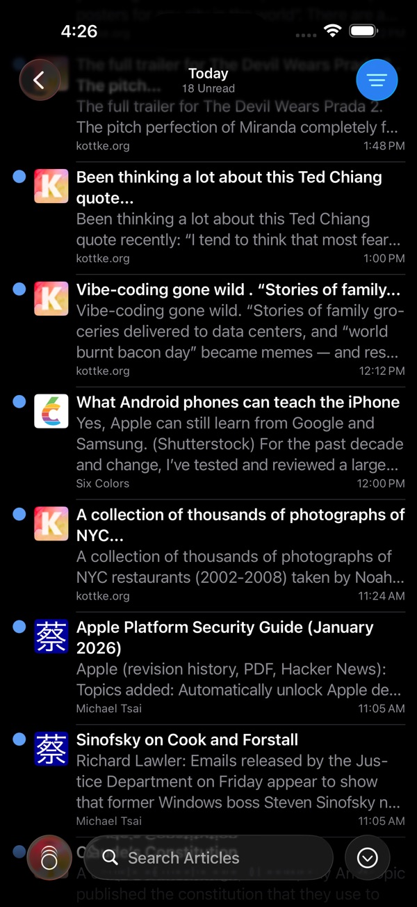 NetNewsWire iPhone screenshot 3