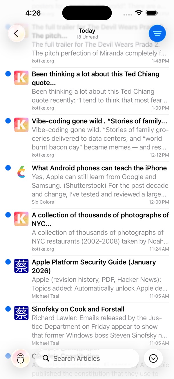 NetNewsWire iPhone screenshot 4