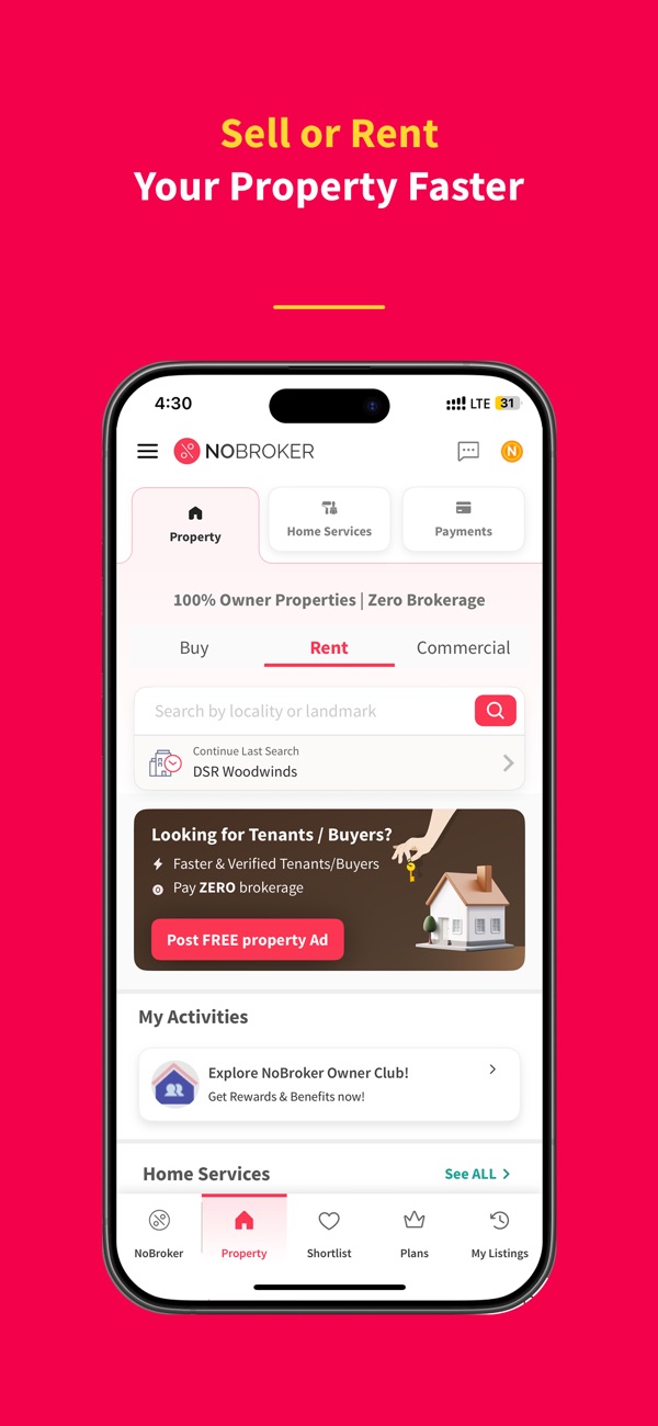 NoBroker Rent, Buy, Sell Flats iPhone screenshot 2