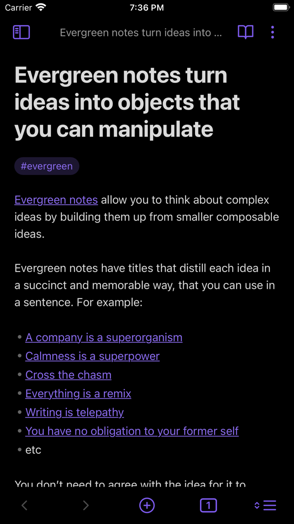 Obsidian iPhone screenshot 1