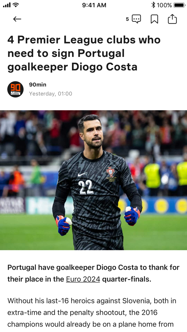 OneFootball Live Soccer scores iPhone screenshot 2