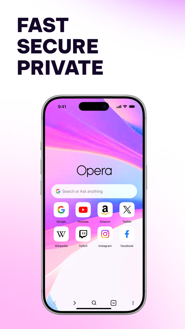 Opera Browser with VPN iPhone screenshot 1