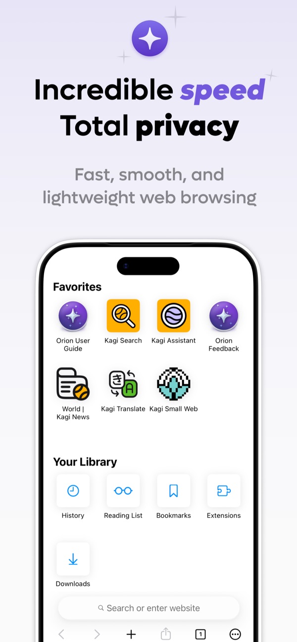 Orion Browser by Kagi iPhone screenshot 1