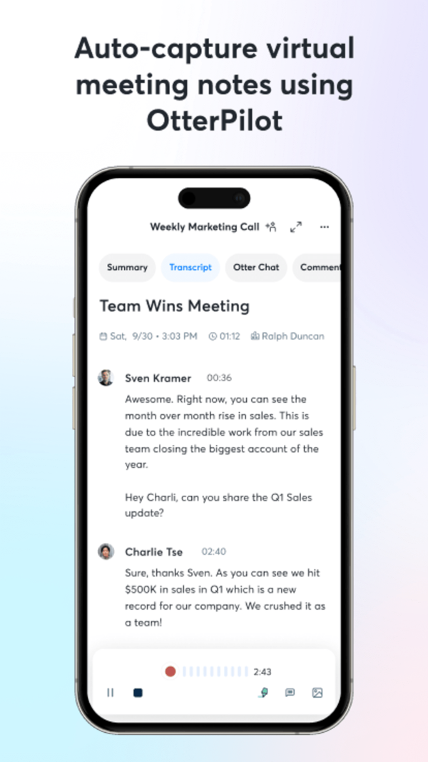 Otter Transcribe Voice Notes iPhone screenshot 2