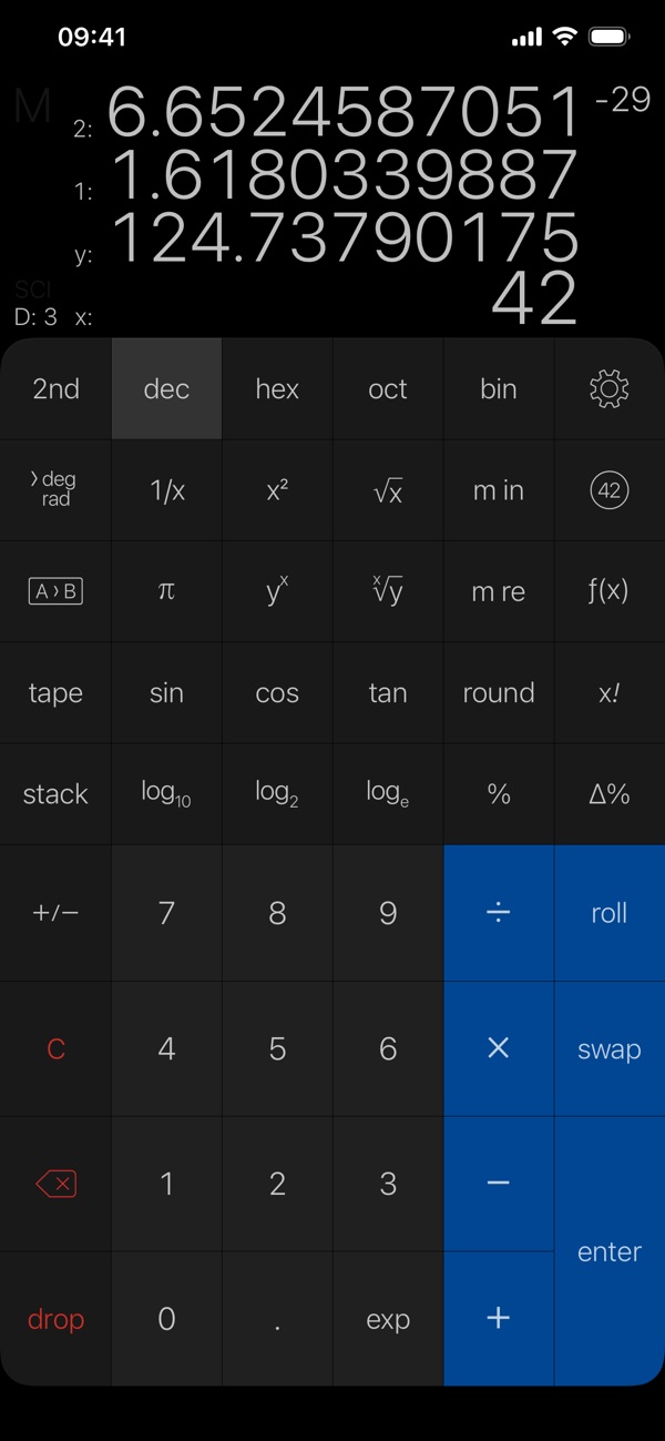 PCalc iPhone screenshot 2