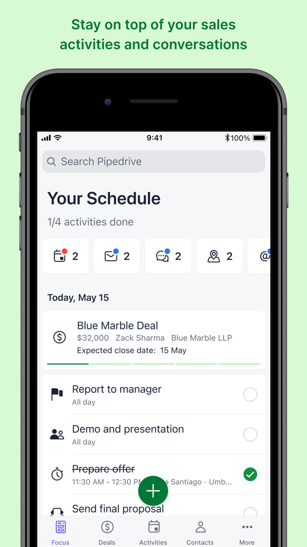 Pipedrive iPhone screenshot 1
