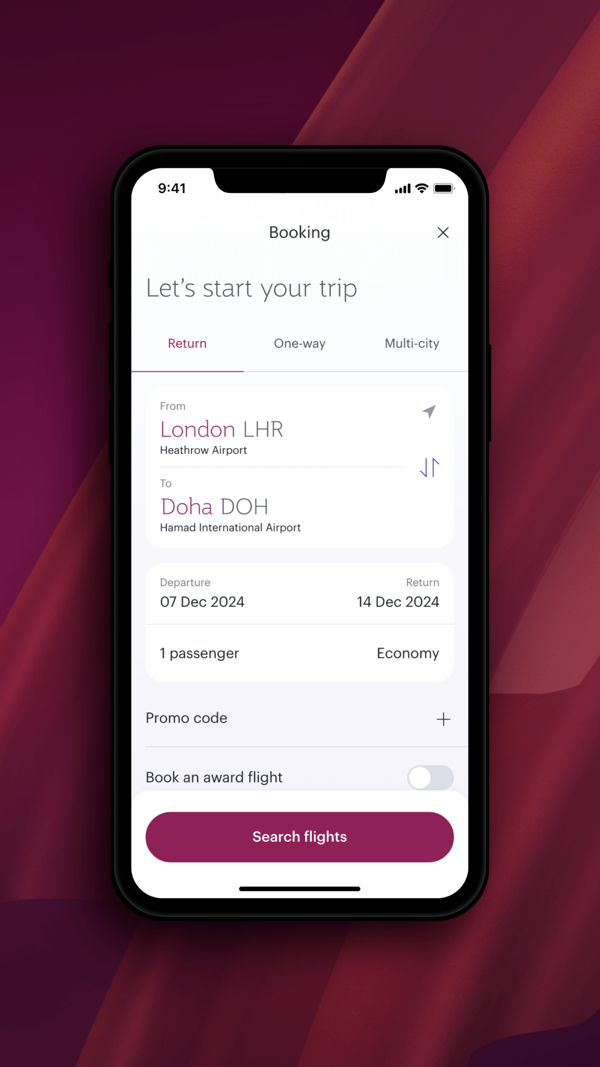 Qatar Airways iPhone screenshot 6