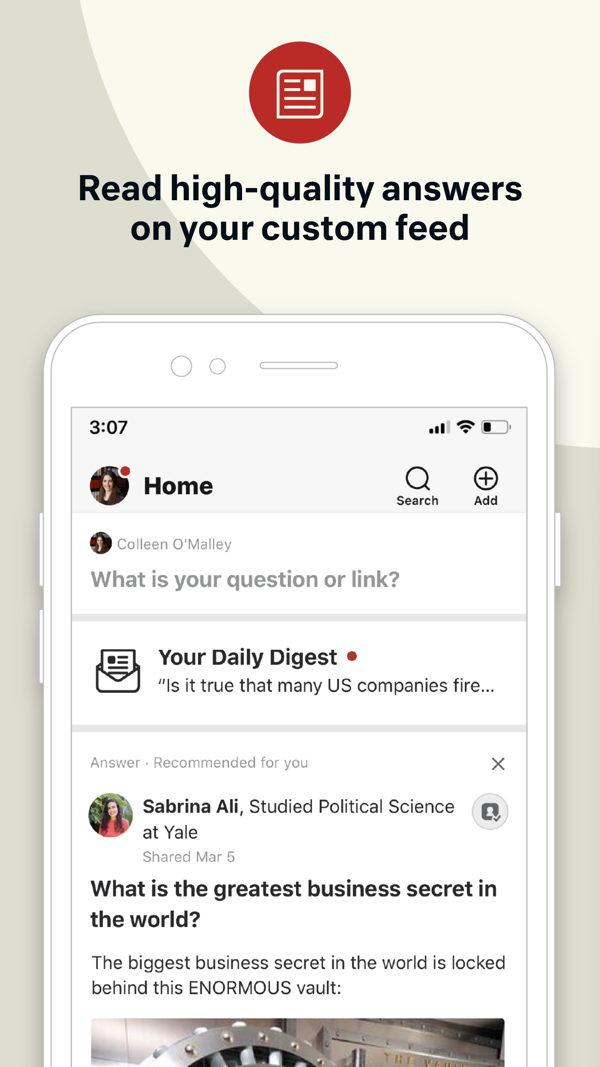 Quora iPhone screenshot 1