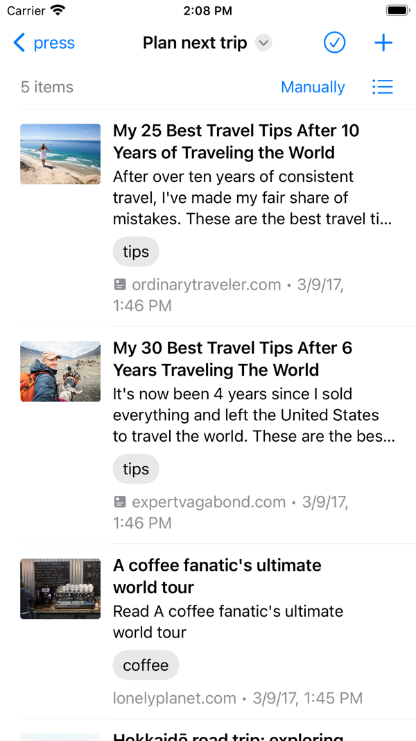 Raindrop.io iPhone screenshot 1