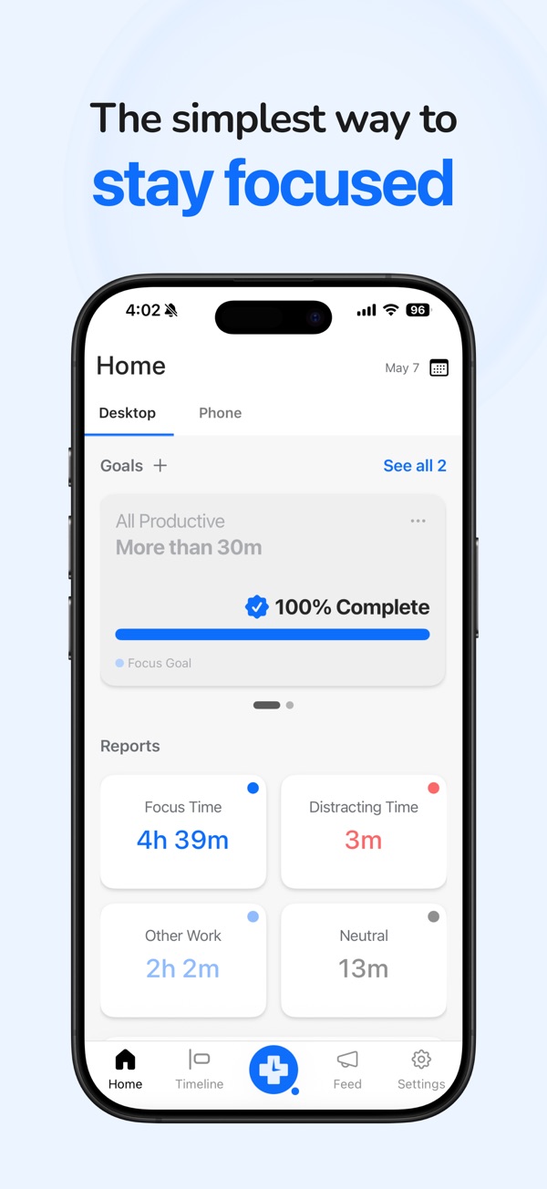 RescueTime iPhone screenshot 1
