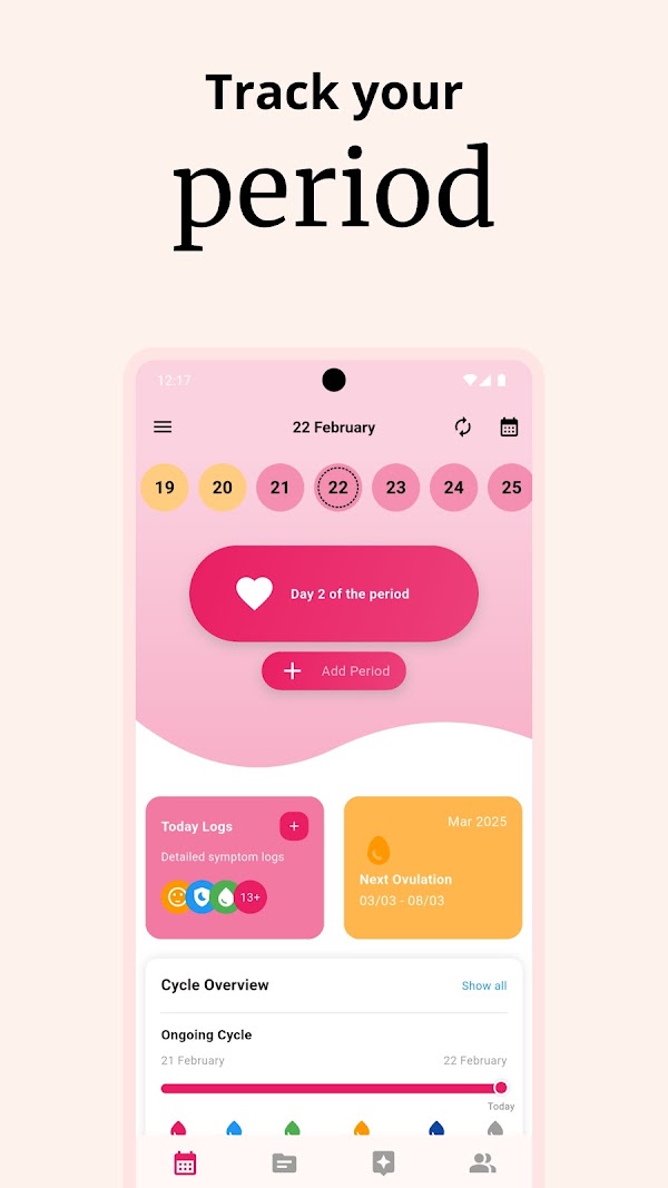 Rise, Period Tracker, Calendar Android phone screenshot 2