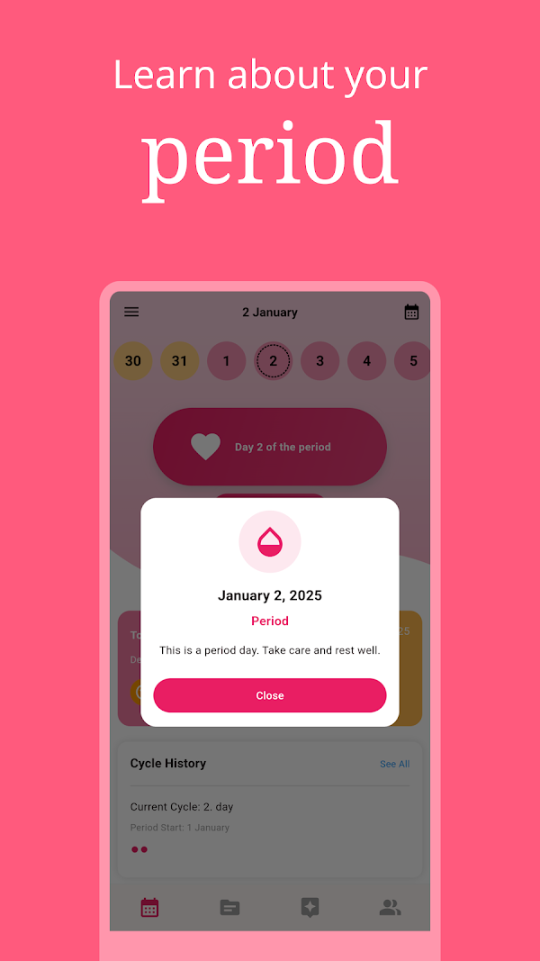 Rise, Period Tracker, Calendar Android phone screenshot 3