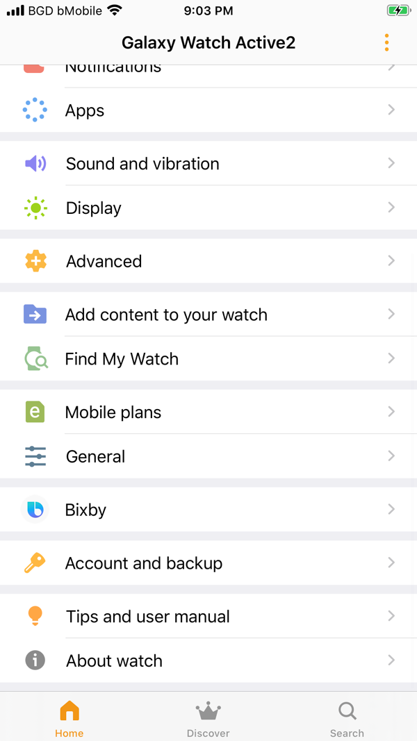 Samsung Galaxy Watch (Gear S) iPhone screenshot 4