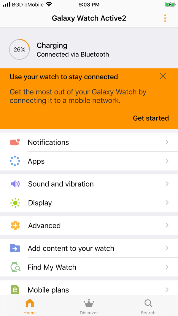 Samsung Galaxy Watch (Gear S) iPhone screenshot 3