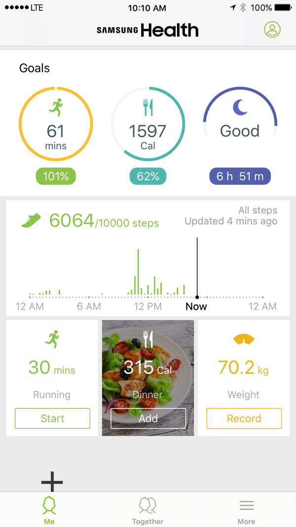 Samsung Health iPhone screenshot 1