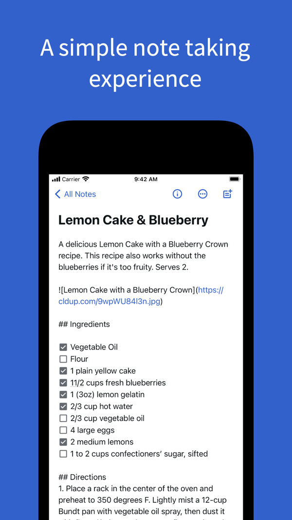 Simplenote iPhone screenshot 1