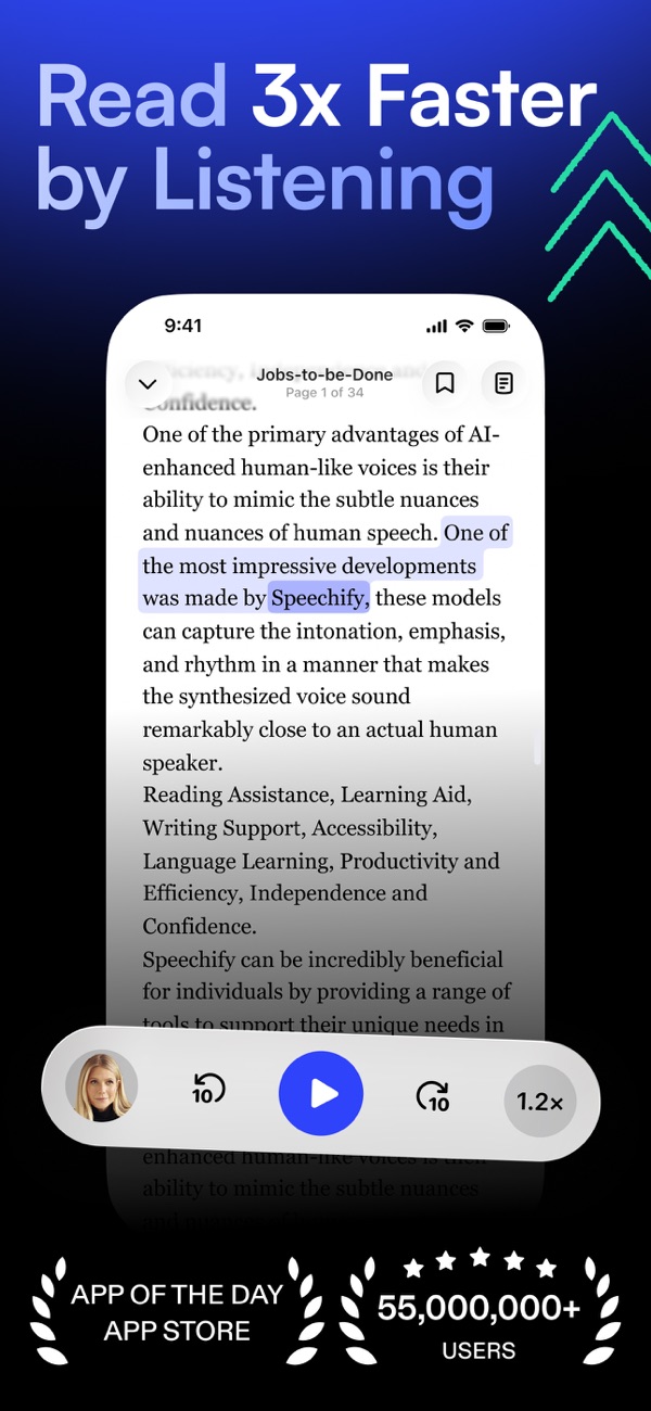 Speechify iPhone screenshot 1
