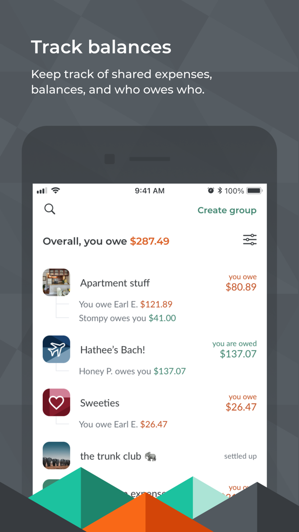 Splitwise iPhone screenshot 1