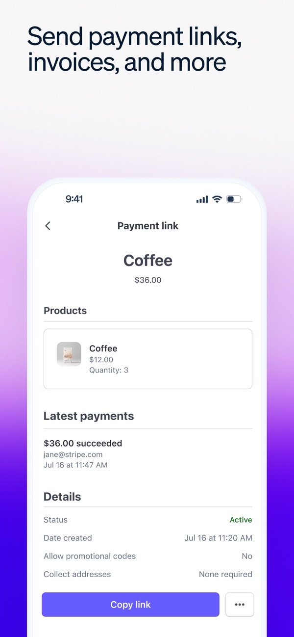 Stripe Dashboard iPhone screenshot 2