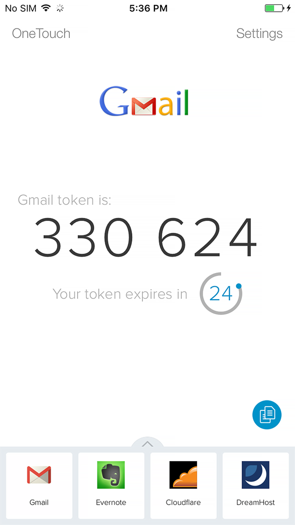 Twilio Authy iPhone screenshot 1
