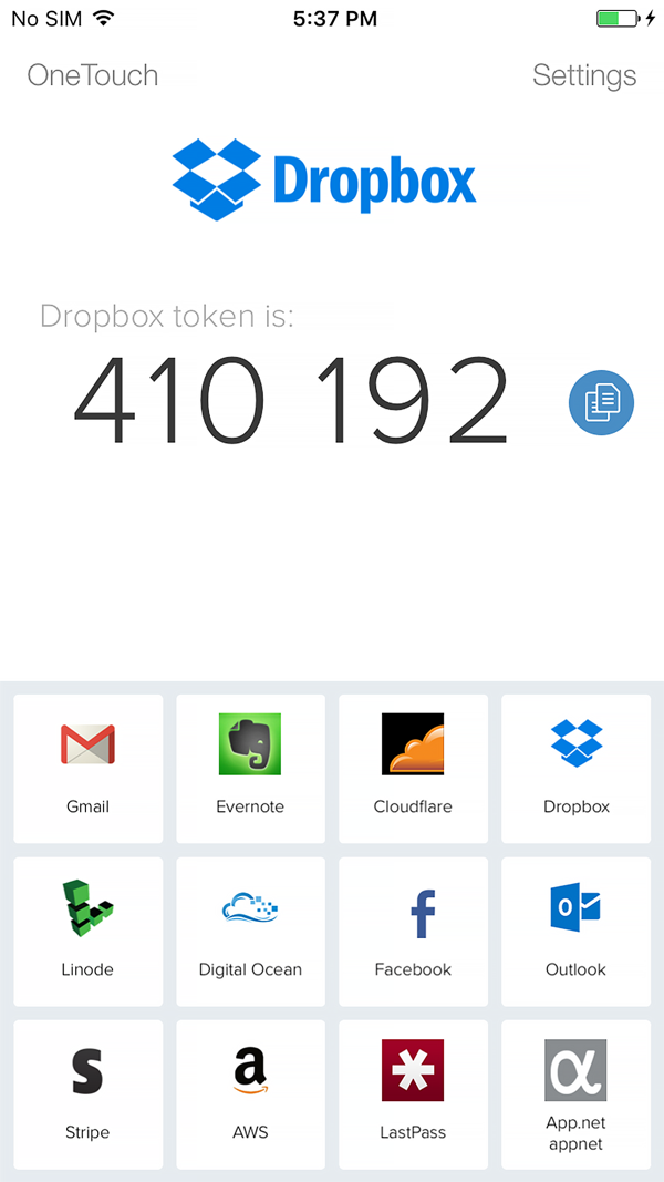 Twilio Authy iPhone screenshot 2