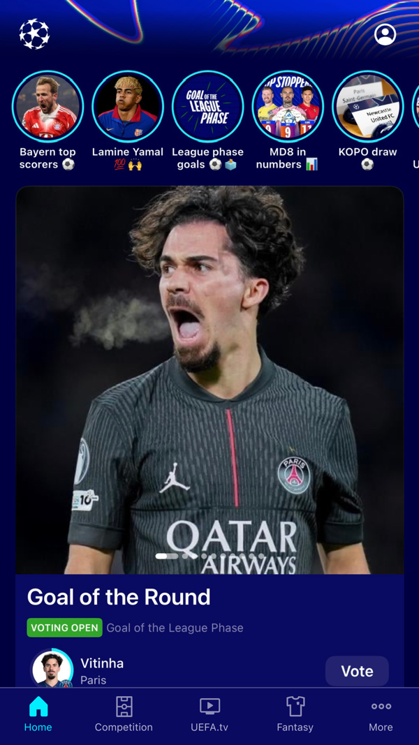 UEFA Champions League Official iPhone screenshot 1