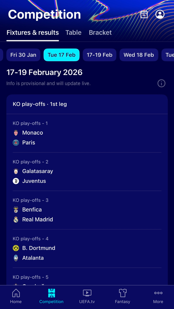 UEFA Champions League Official iPhone screenshot 2